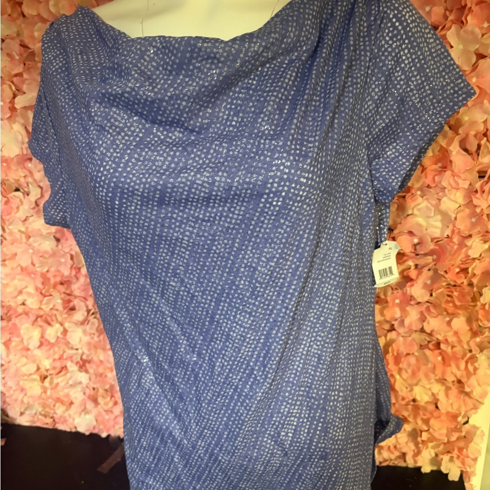Tahari Blue and White Women's Blouse